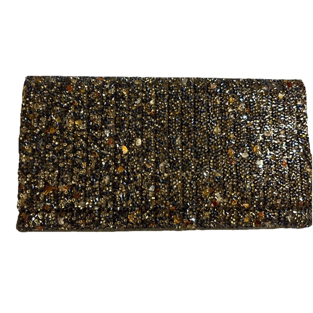 Sondra Roberts Crystal-Embellished Evening Clutch With Hideaway Strap NWT